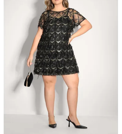 Two-Piece Fringe Sequin Mini Dress