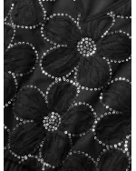 V Neck Sequin Floral Patchwork Dress