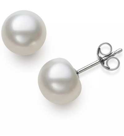 Cultured Freshwater Button Pearl (8-9mm) Stud Earrings