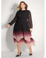 Tie-Dye Sheer Shirred Waist Midi Dress