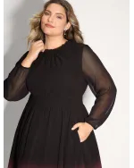 Tie-Dye Sheer Shirred Waist Midi Dress