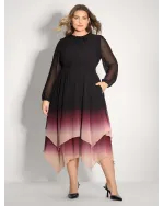 Tie-Dye Sheer Shirred Waist Midi Dress