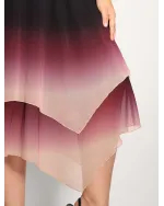 Tie-Dye Sheer Shirred Waist Midi Dress