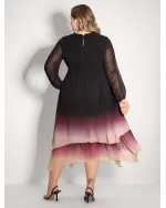 Tie-Dye Sheer Shirred Waist Midi Dress