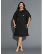 Rhinestone Ruffle Sleeve Mesh Patchwork Dress