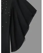 Rhinestone Ruffle Sleeve Mesh Patchwork Dress