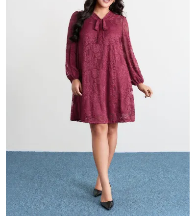 Lace Two-Piece Knotted Midi Dress