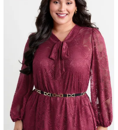 Lace Two-Piece Knotted Midi Dress