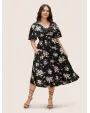 Floral Elastic Waist Tiered Ruffle Sleeve Dress