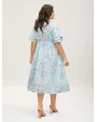 Floral Elastic Waist Tiered Ruffle Sleeve Dress