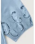 Floral Cut-Out Embroidery Stretchy Waist Midi Dress