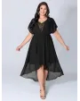 2-in-1 Sheer Sparkly Wrap Midi Dress
